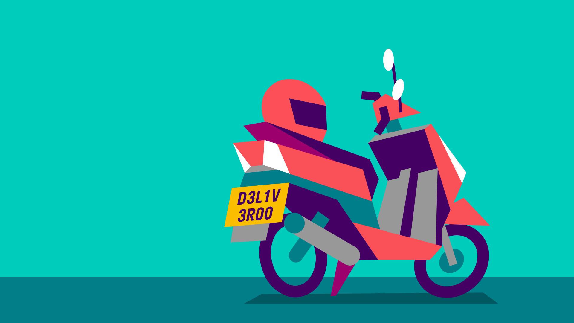 illustation d'un livreur utilisant l'application Rider